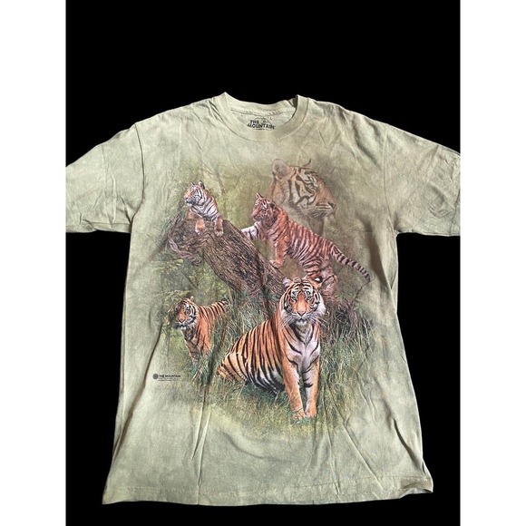 The Mountain T Shirt Large Tiger Jungle Cats Green Tie Dye NEW 100% Cotton - Picture 1 of 3
